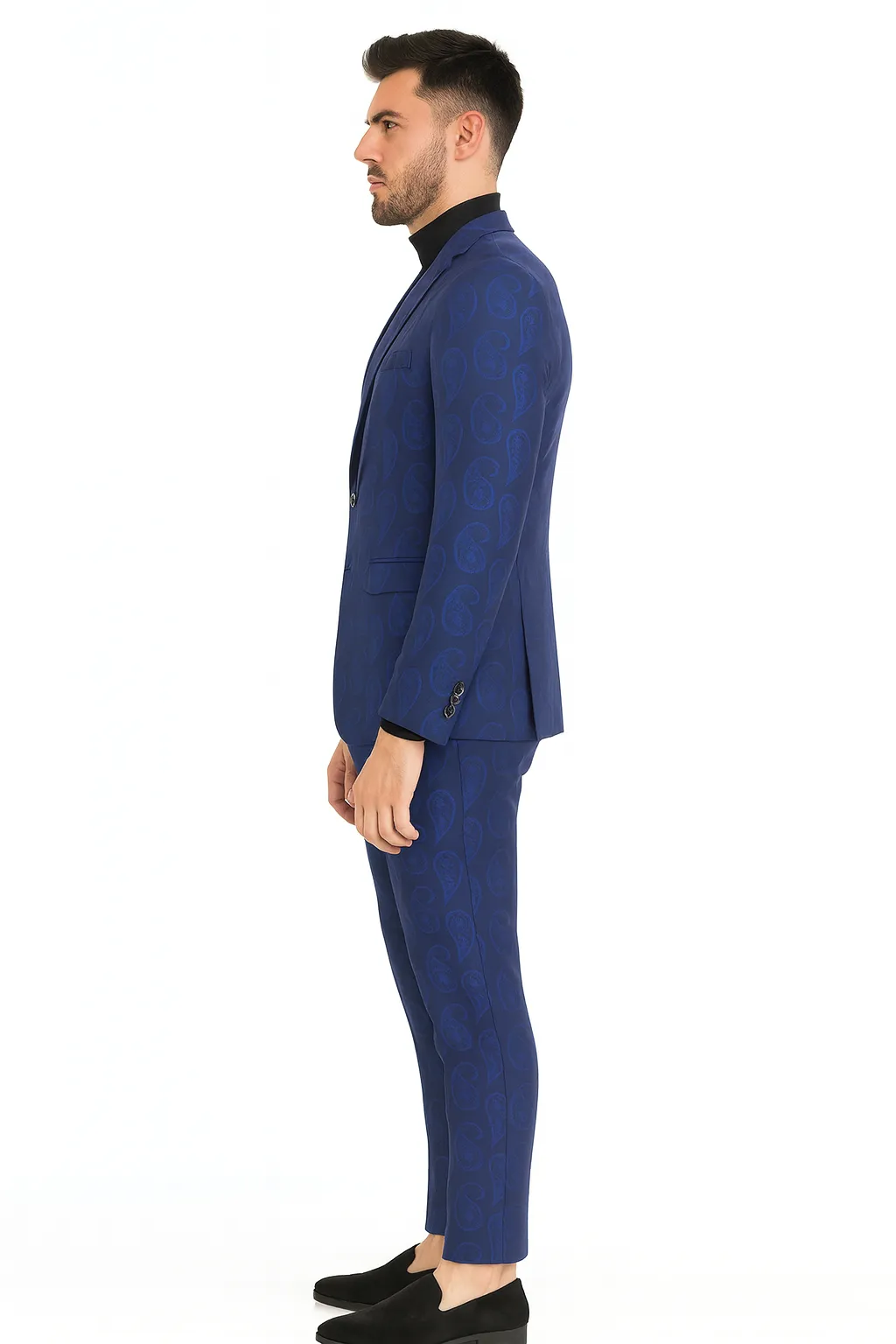 Men’s Sapphire Blue Paisley 3-Piece Suit – Slim Fit Designer Set for Weddings and Formal Events sold by Alberto Nardoni product image thumbnail 2