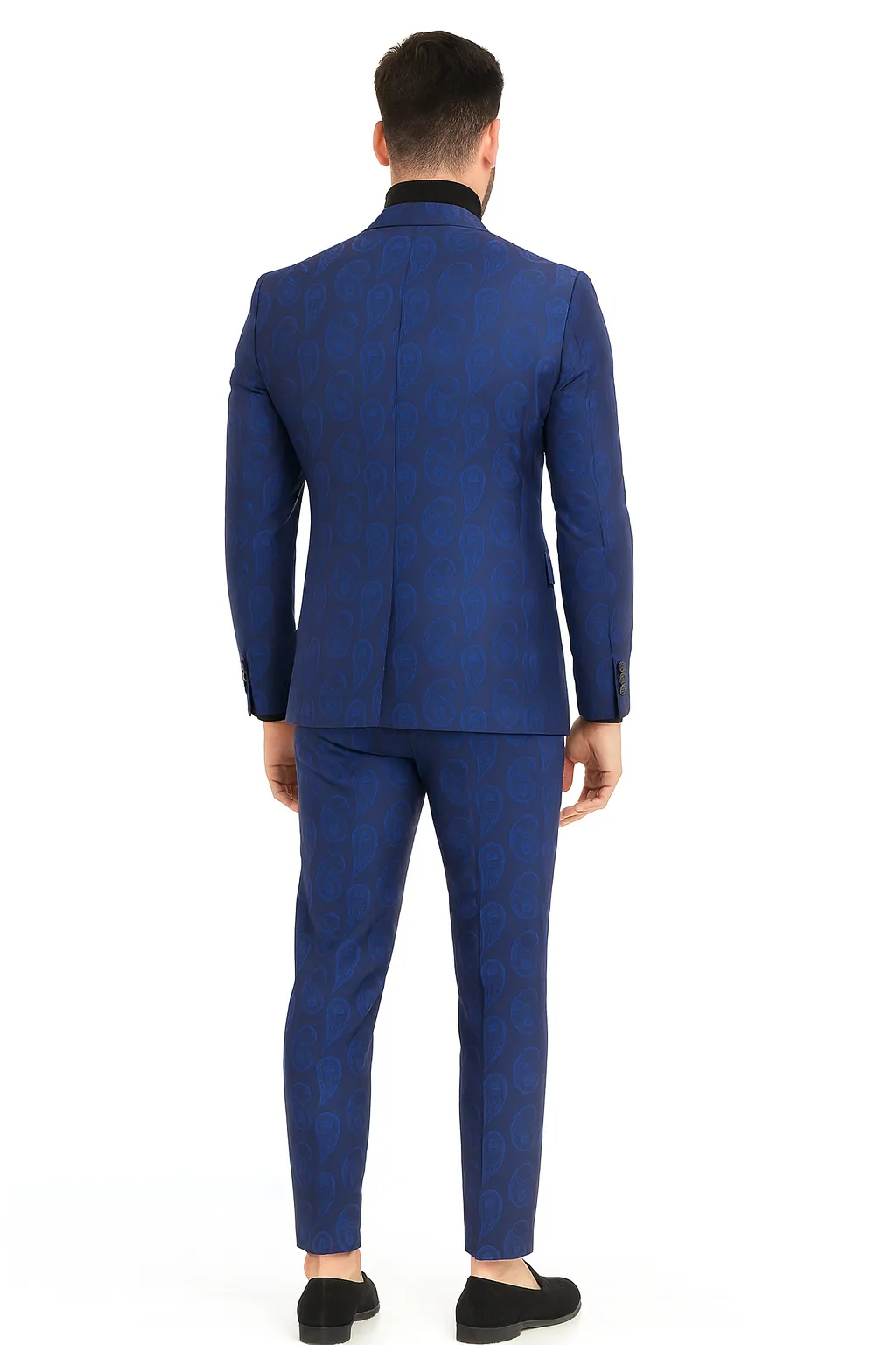 Men’s Sapphire Blue Paisley 3-Piece Suit – Slim Fit Designer Set for Weddings and Formal Events sold by Alberto Nardoni product image thumbnail 4