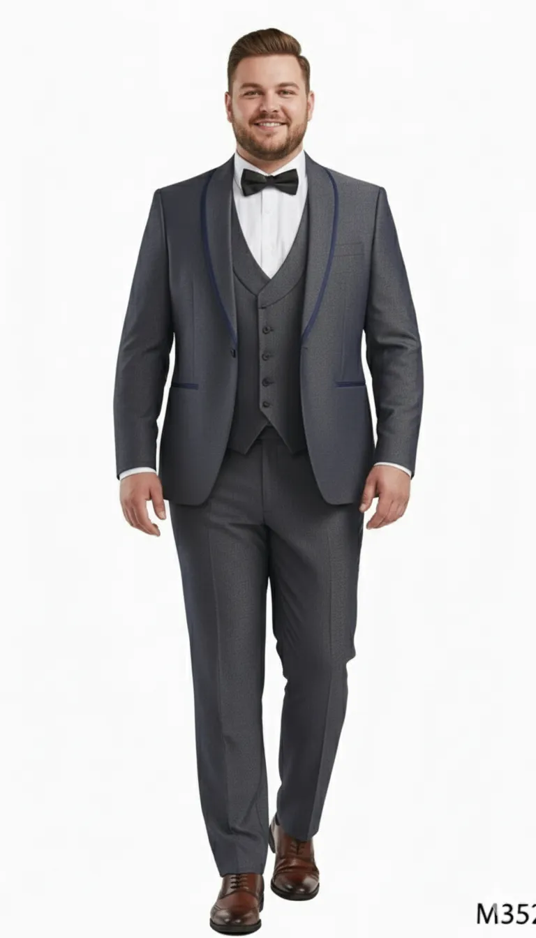 Men’s Charcoal Gray with Blue Trim Slim Fit 3-Piece Suit – Modern Wedding & Business Formal sold by Alberto Nardoni