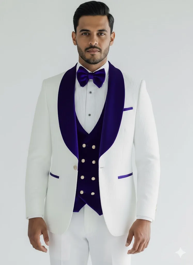 Wedding Groom Suit – White and Royal Blue Prom Suit sold by Alberto Nardoni product image thumbnail 5
