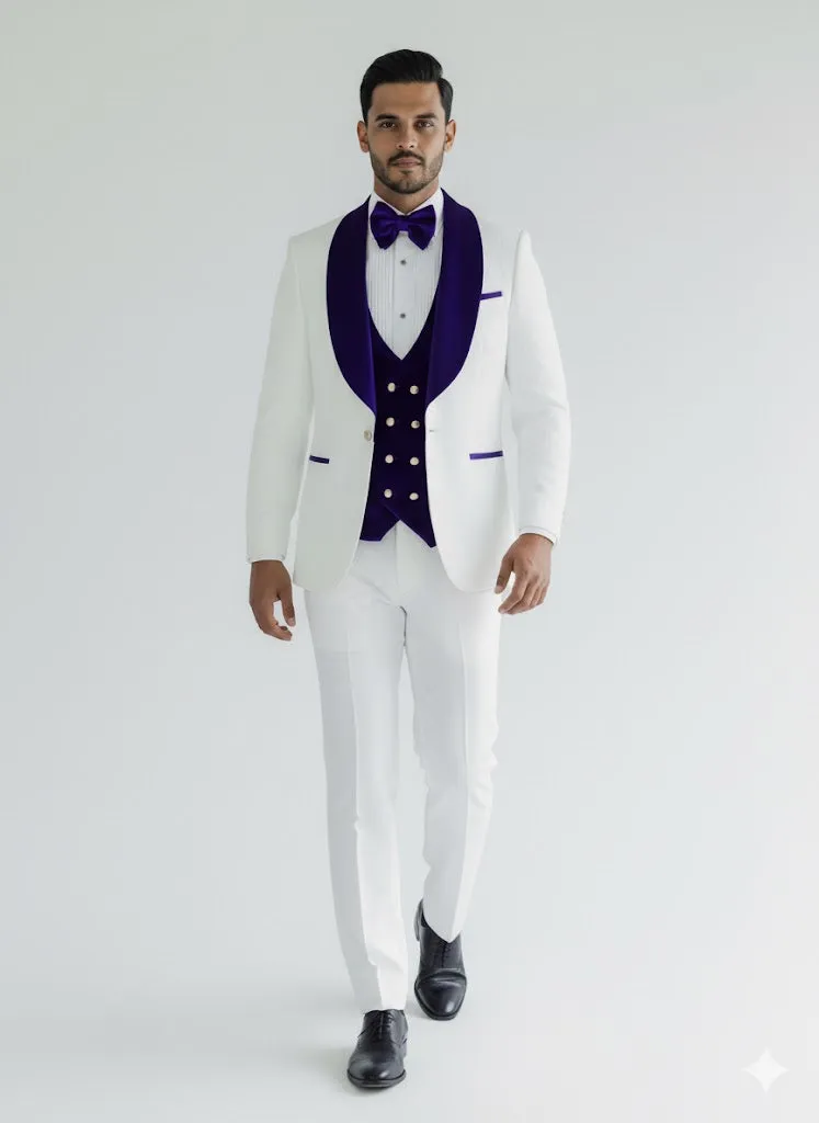 Wedding Groom Suit – White and Royal Blue Prom Suit sold by Alberto Nardoni