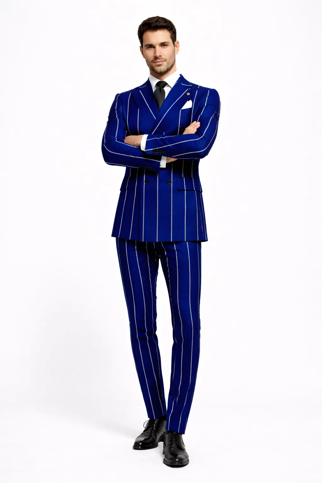 Royal Blue Pinstripe Suit - Light Blue Stripe Suit For Men - Gangster 1920s Style sold by Alberto Nardoni product image thumbnail 5