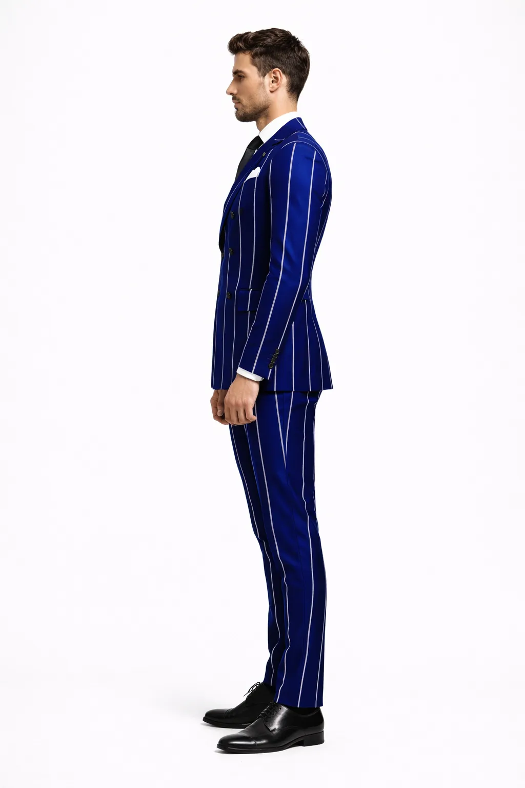 Royal Blue Pinstripe Suit - Light Blue Stripe Suit For Men - Gangster 1920s Style sold by Alberto Nardoni product image thumbnail 4