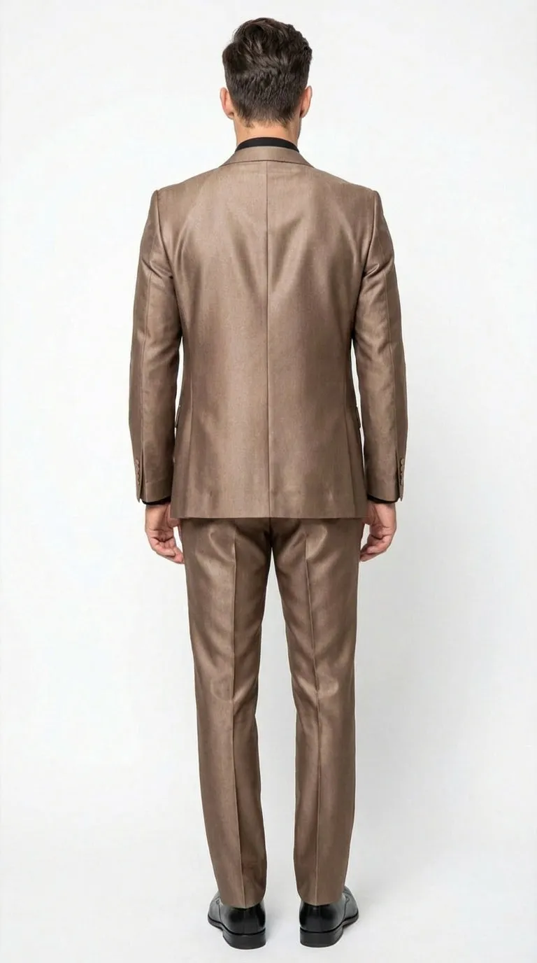 Men’s Bronze Brown Mocco 3 Piece Suit – Modern Formal Suit Set for Wedding, Prom and Business Events Light Brown Coffee Dark Tan sold by Alberto Nardoni product image thumbnail 4