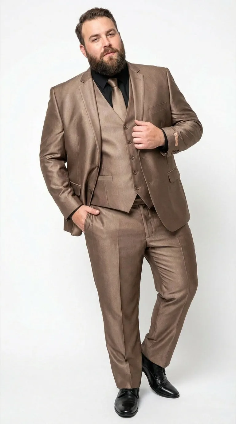 Men’s Bronze Brown Mocco 3 Piece Suit – Modern Formal Suit Set for Wedding, Prom and Business Events Light Brown Coffee Dark Tan sold by Alberto Nardoni product image thumbnail 5