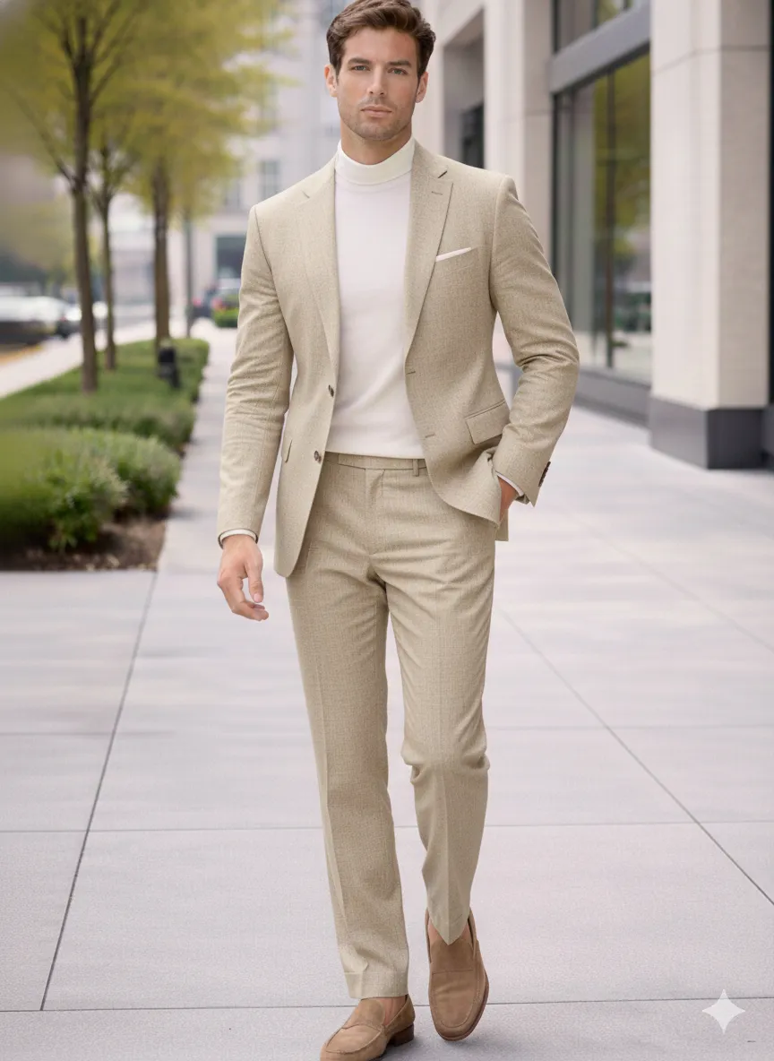 Linen Wedding Suit - Summer Fabric 2 Button Modern Fit No Pleated Pants Jacket + Pants in Color sold by Alberto Nardoni product image thumbnail 4
