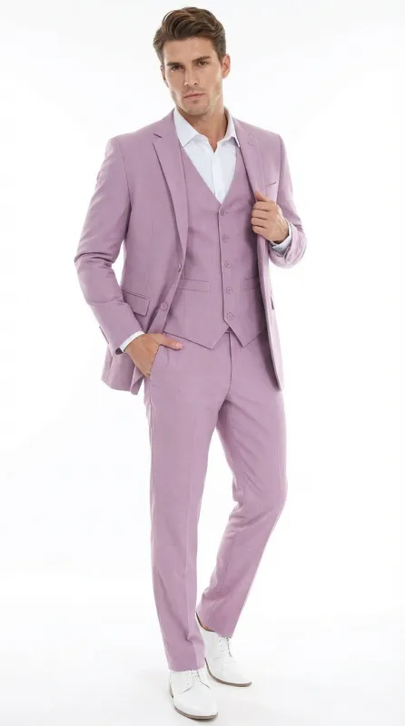 Men’s Dusty Rose 3 Piece Suit – Modern Pink Formal Suit Set for Wedding, Prom and Special Events Pinkish Color sold by Alberto Nardoni