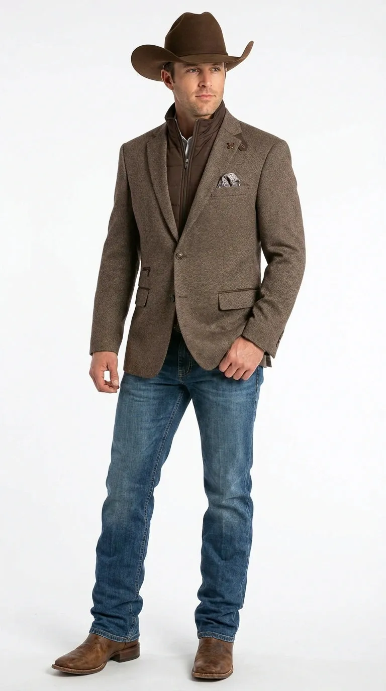 Men’s Brown Herringbone Tweed Cowboy Western Blazer – Classic Country Sport Coat Jacket for Ranch Wear, Cowboy Jacket sold by Alberto Nardoni product image thumbnail 2