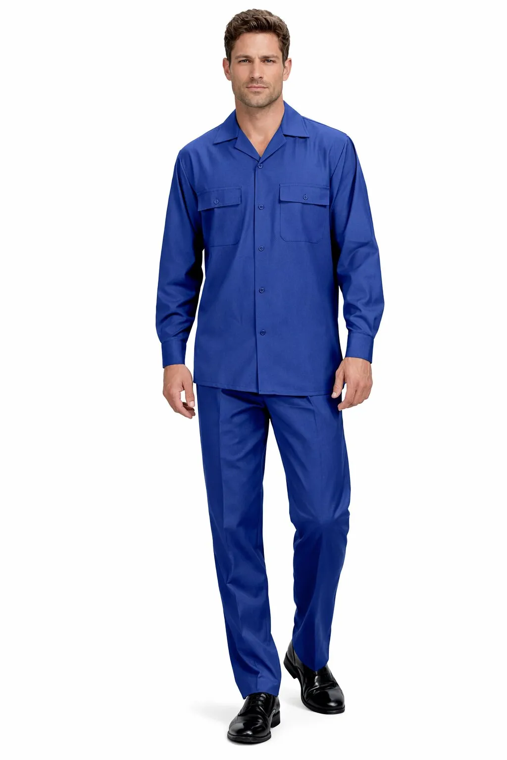 Mens Luxury Sapphire Blue Wool Two-Piece Leisure Walking Suit sold by Alberto Nardoni