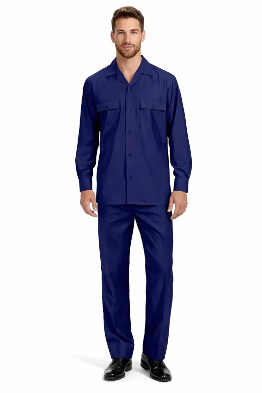 Mens Luxury Navy Blue Wool Two-Piece Leisure Walking Suit sold by Alberto Nardoni