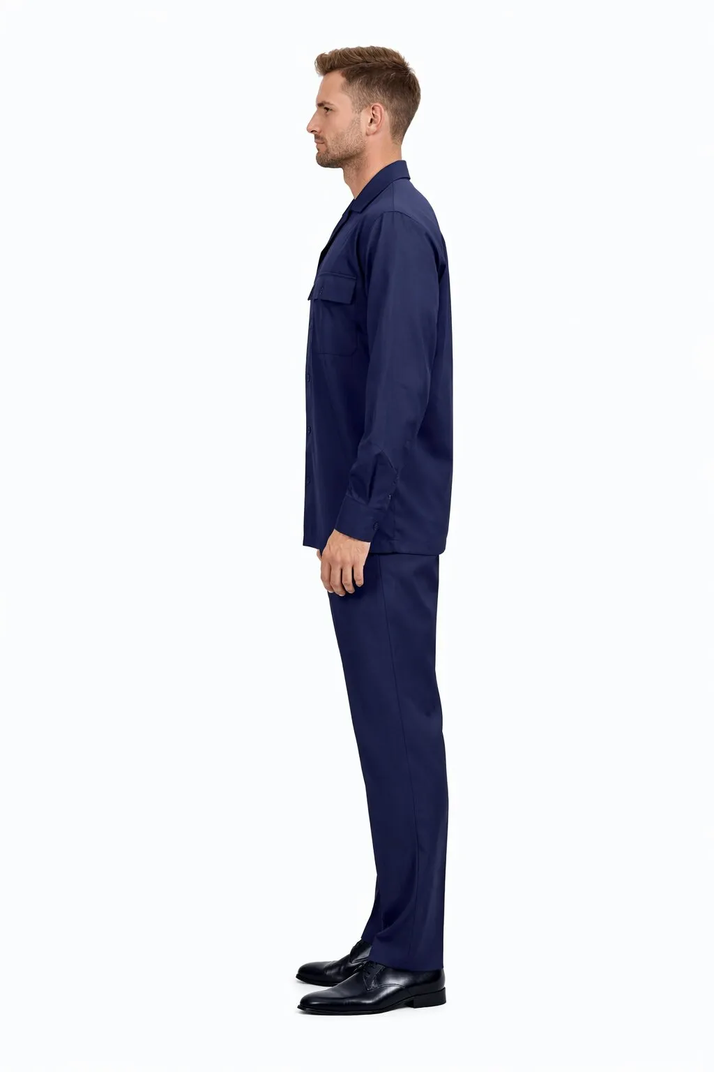Mens Luxury Navy Blue Wool Two-Piece Leisure Walking Suit sold by Alberto Nardoni product image thumbnail 3