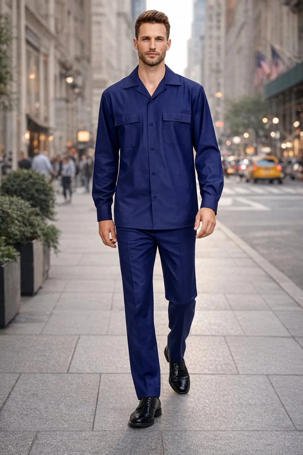 Mens Luxury Navy Blue Wool Two-Piece Leisure Walking Suit sold by Alberto Nardoni product image thumbnail 4