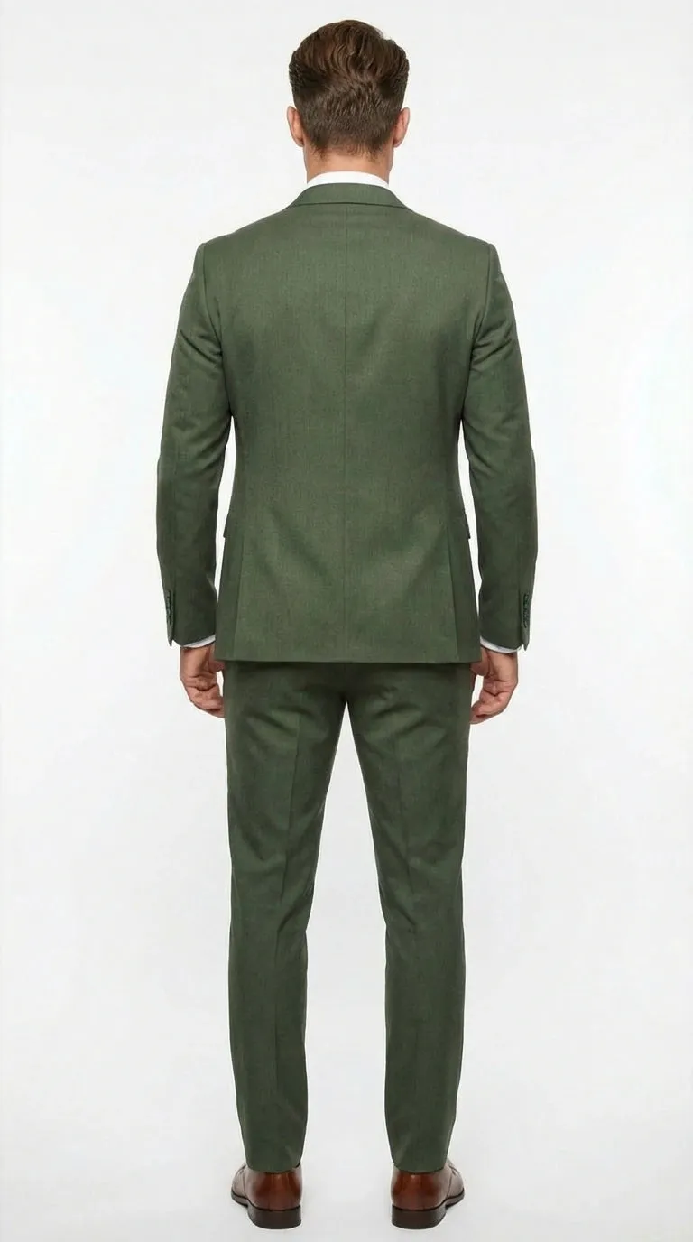 Men’s Forest Green Three Piece Suit – Double Breasted Vest Formal Wedding and Business Suit Set Olive Green Slim Fit sold by Alberto Nardoni product image thumbnail 3