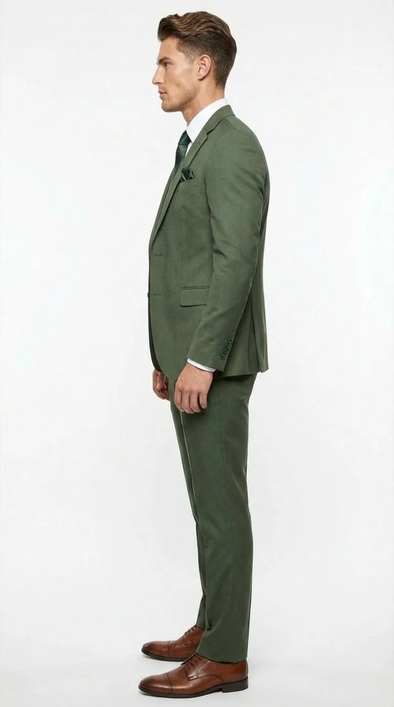 Men’s Forest Green Three Piece Suit – Double Breasted Vest Formal Wedding and Business Suit Set Olive Green Slim Fit sold by Alberto Nardoni product image thumbnail 4