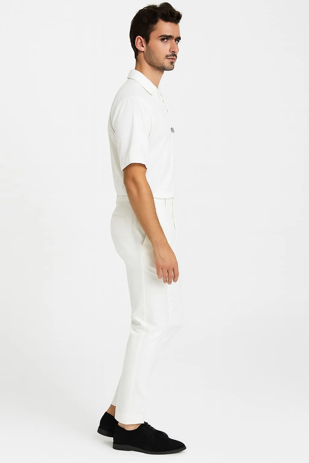 Mens White Lace-Up Renaissance Shirt Linen Fabric Short Sleeve Casual Pirate Peasant Top sold by Alberto Nardoni product image thumbnail 3