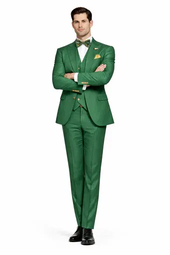 Mens Green Slim Fit Suit by Rossiman Stylish Double-Breasted Vest & Flat Front Pants sold by Alberto Nardoni product image thumbnail 5