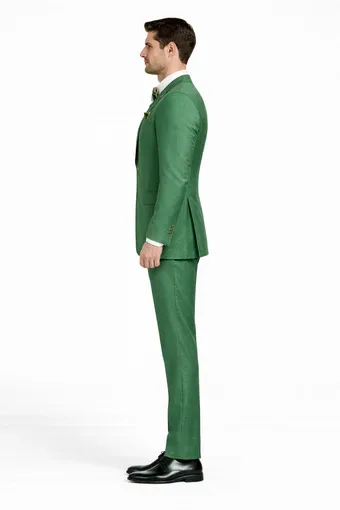 Mens Green Slim Fit Suit by Rossiman Stylish Double-Breasted Vest & Flat Front Pants sold by Alberto Nardoni product image thumbnail 3