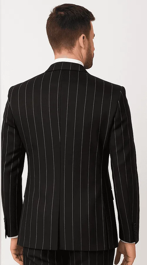 Rossi Man Max RM1728 Slim Fit 3-Piece Mens Suit in Black Stripe sold by Alberto Nardoni product image thumbnail 3