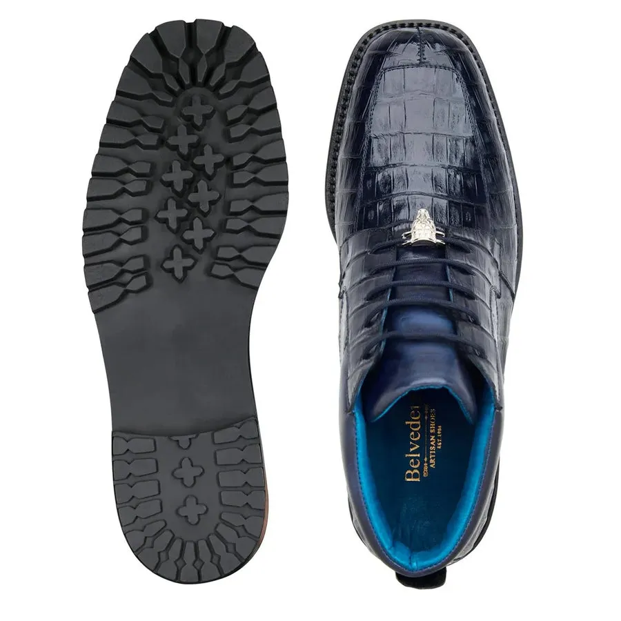 Men's Belvedere Gallardo Caiman Crocodile Dress Hiker Boot in Navy sold by Alberto Nardoni product image thumbnail 3