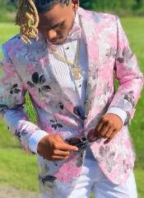 Mens Paisley Shawl Prom Tuxedo In Pink made by Alberto Nardoni