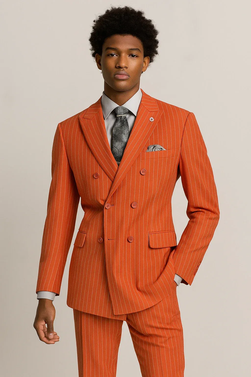 Men’s Slim Fit Canyon Clay Pinstripe Double Breasted Suit sold by Alberto Nardoni