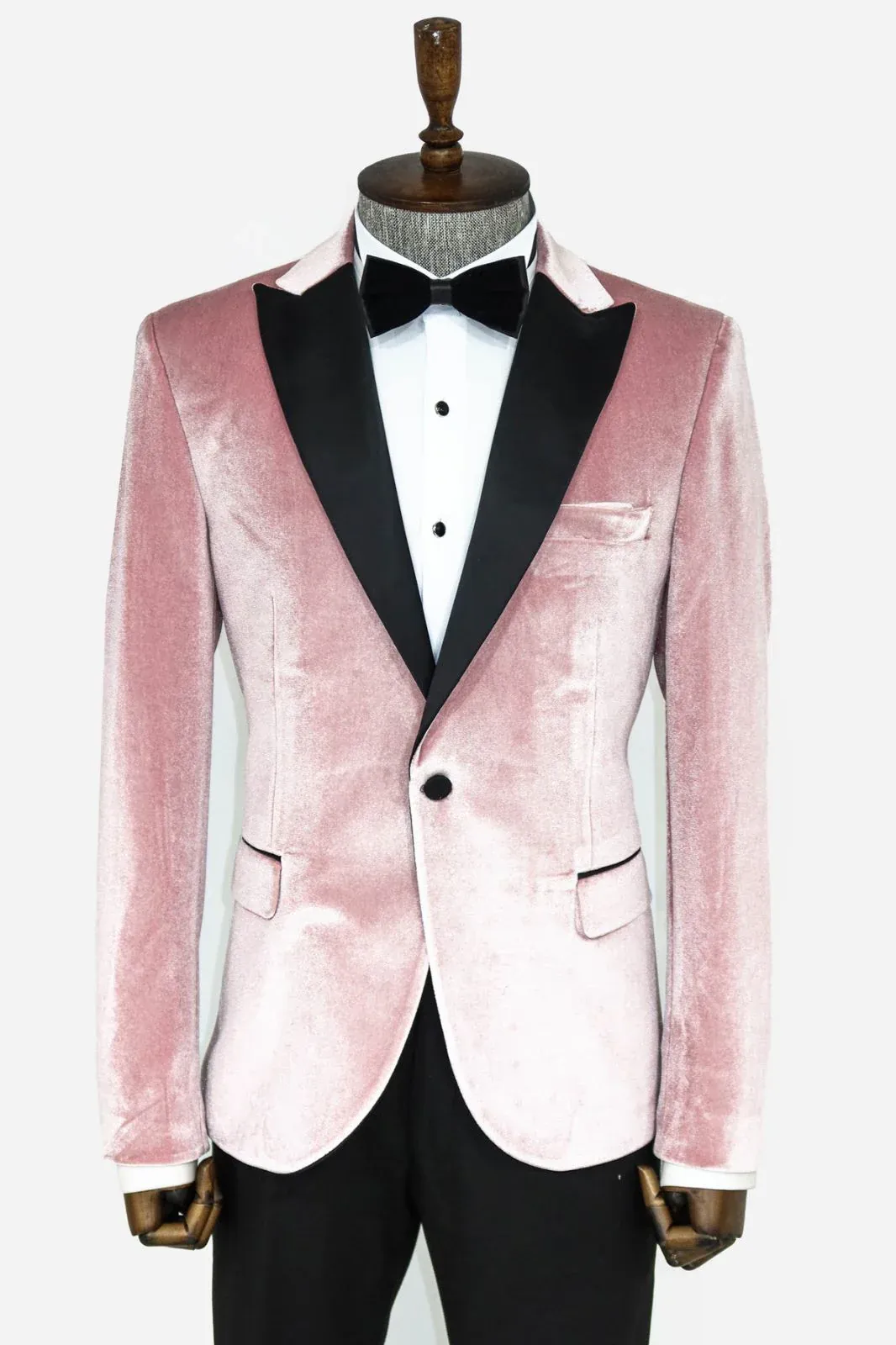 Men’s Premium Blush Pink Velvet Evening Blazer – Slim Fit Formal Prom & Wedding Jacket sold by Alberto Nardoni product image thumbnail 2