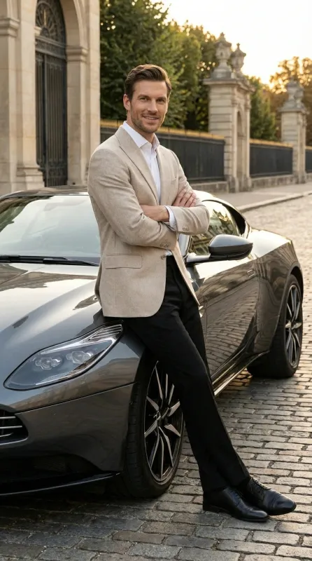 Zacchi Men’s Beige Hopsack Blazer – Classic Two Button Sport Coat with Peak Lapel Formal Jacket made by Alberto Nardoni