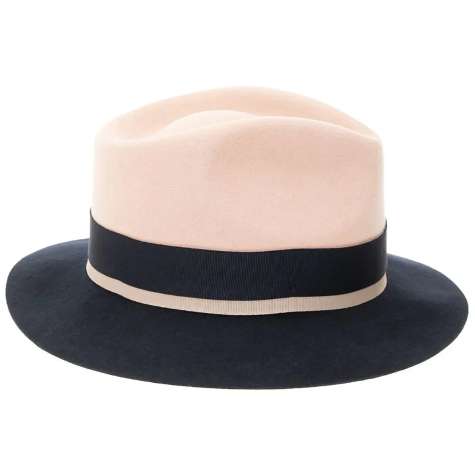 Men's Two Tone Trilby Fedora Dress Hat with Contrast Band in White & Navy sold by Alberto Nardoni product image thumbnail 3