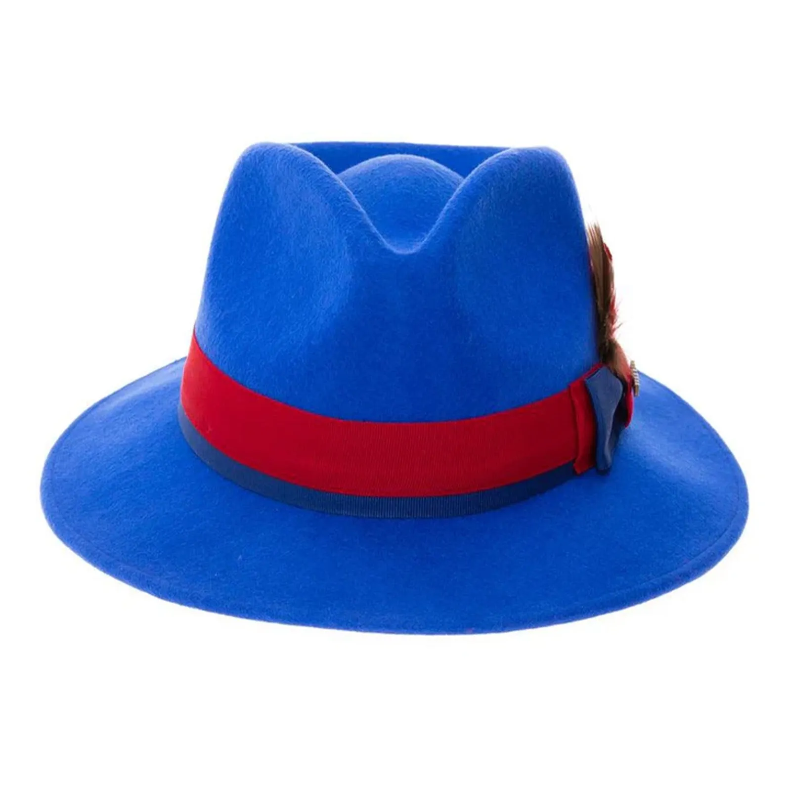 Men's Classic Two Tone Fedora Dress Hat in Royal Blue & Red sold by Alberto Nardoni product image thumbnail 2