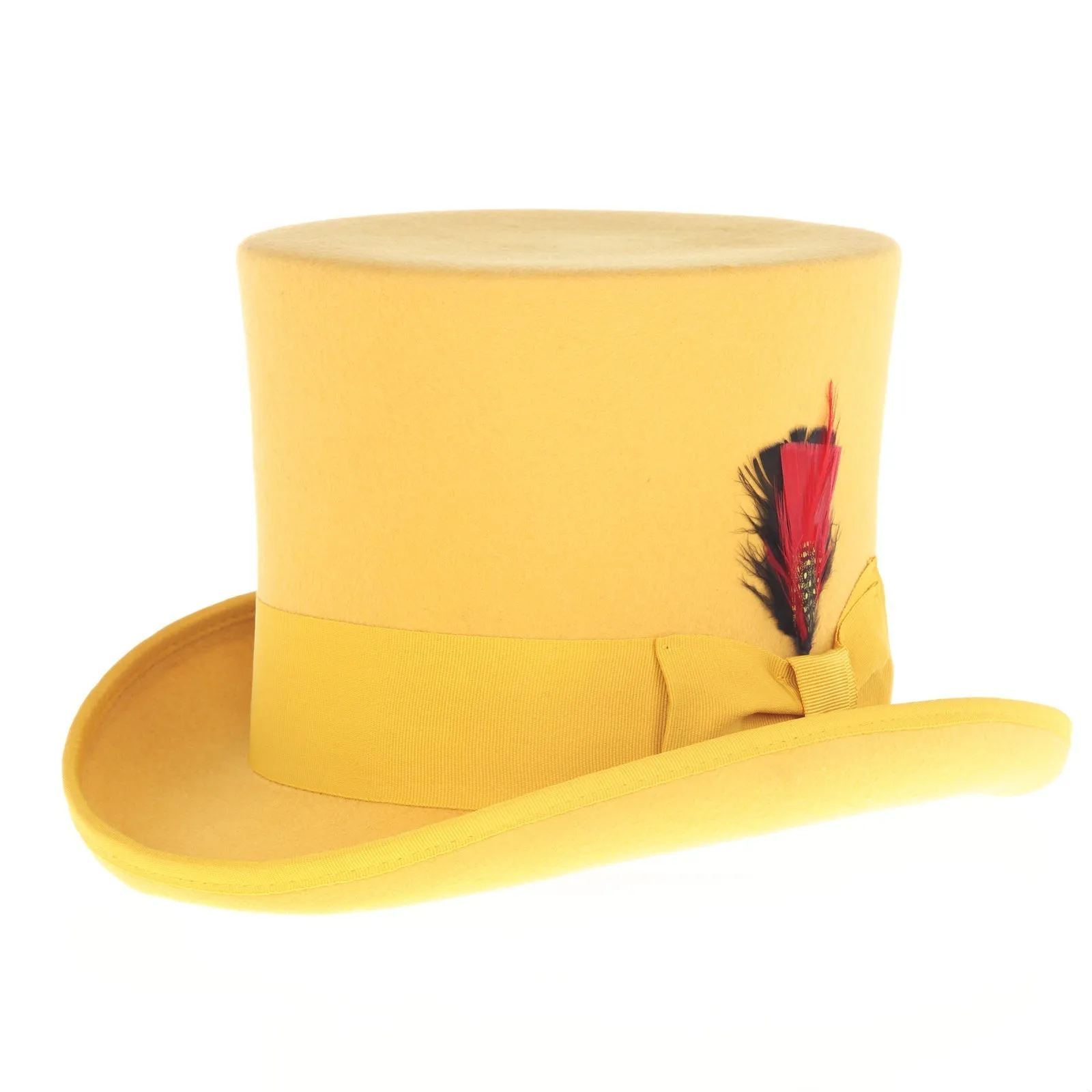Men's Tall 100% Wool Dress Top Hat in Mustard Gold sold by Alberto Nardoni product image thumbnail 2