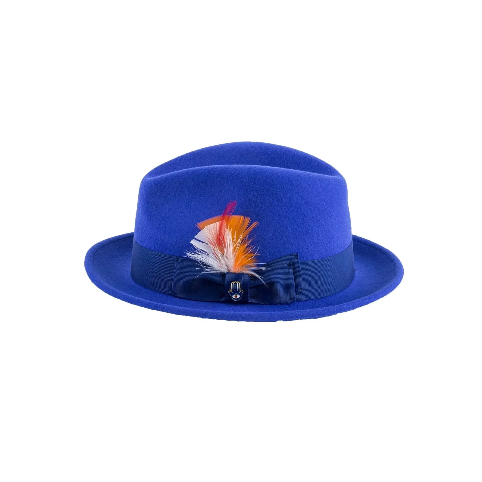 Mens Narrow Brim Crushable Wool Dress Hat Trilby Fedora in Royal Blue sold by Alberto Nardoni product image thumbnail 2