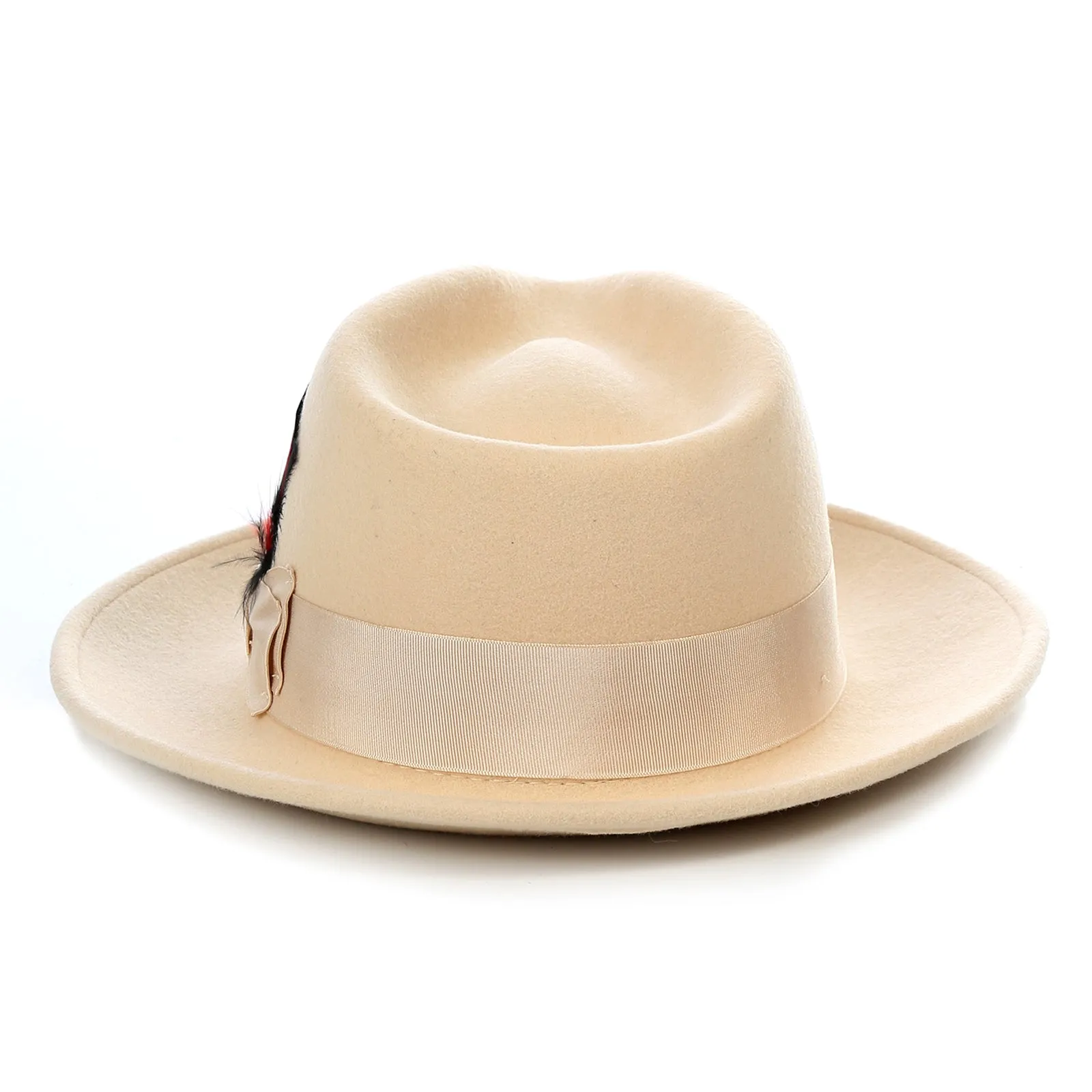 Mens Classic Wool Fedora Dress Hat in Tan sold by Alberto Nardoni product image thumbnail 2