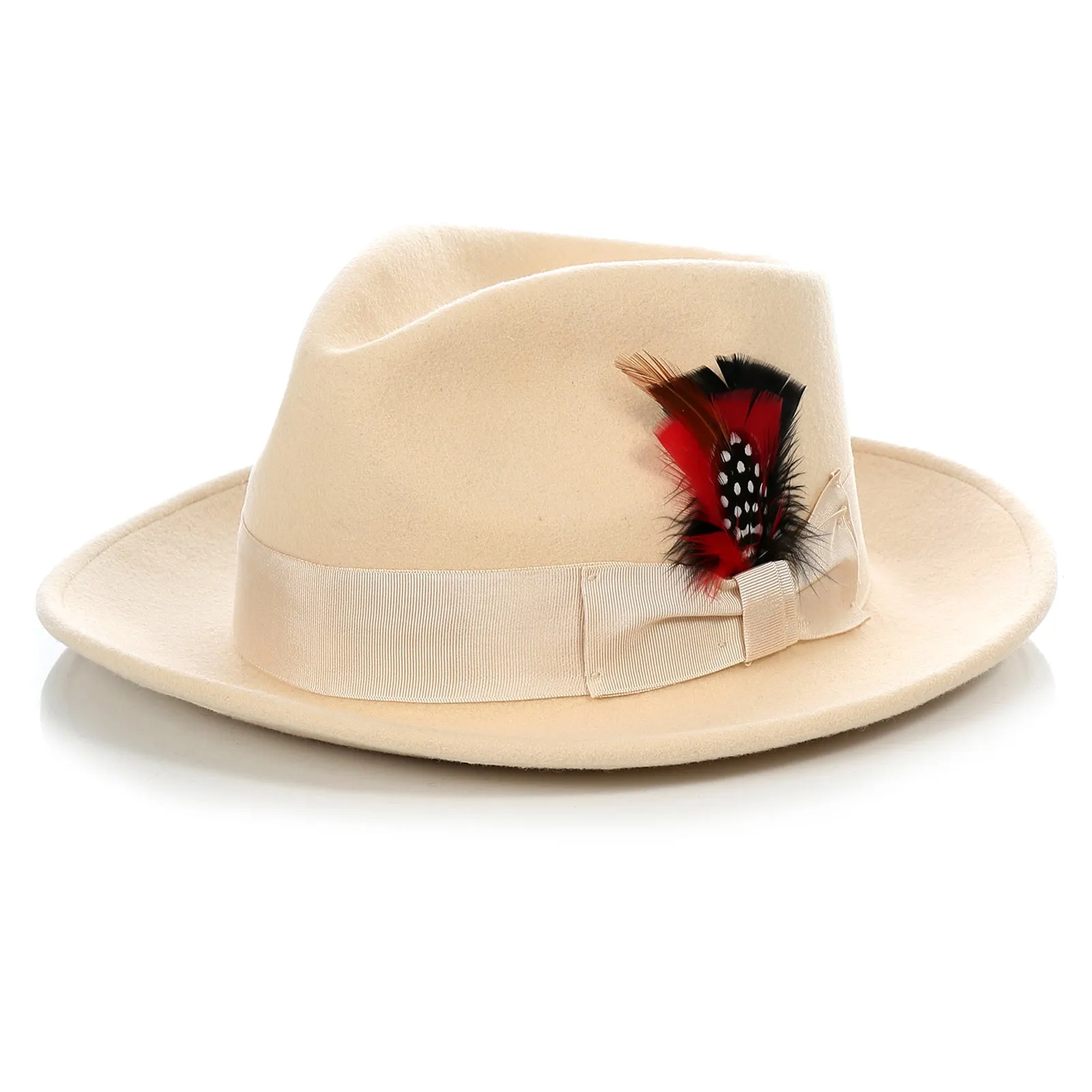 Mens Classic Wool Fedora Dress Hat in Tan sold by Alberto Nardoni