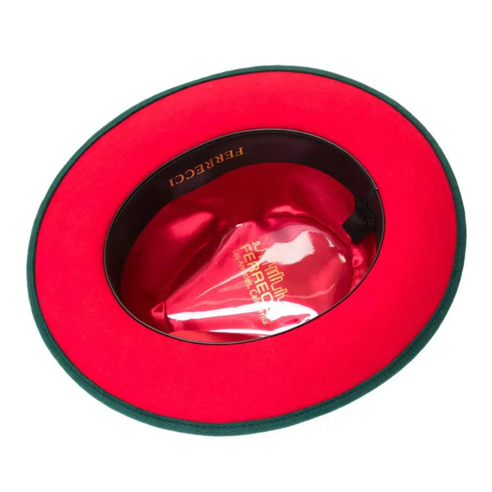 Men's Classic Two Tone Fedora Dress Hat in Hunter Green & Red sold by Alberto Nardoni product image thumbnail 3