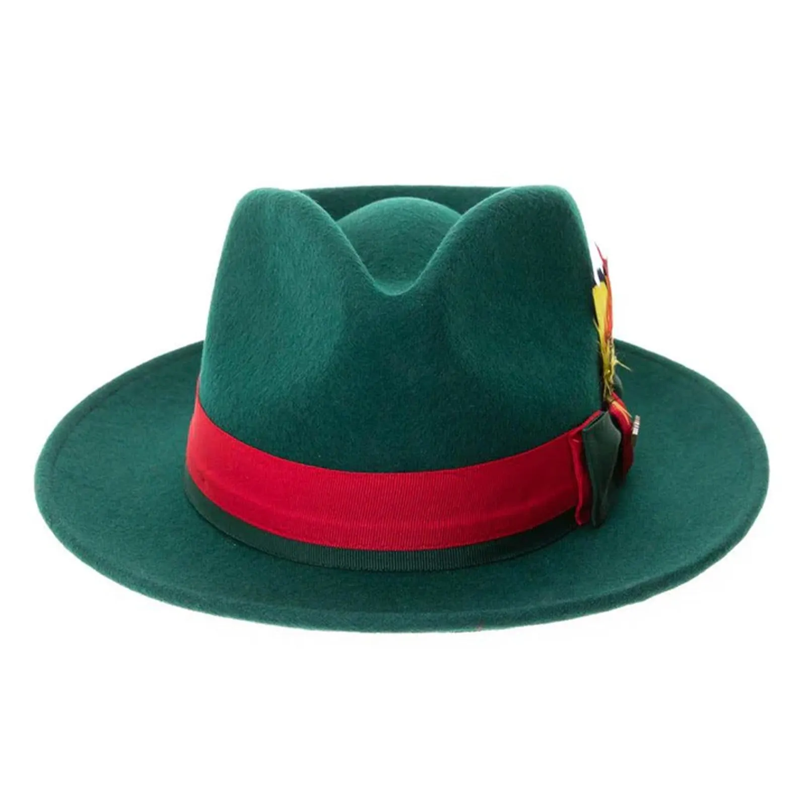 Men's Classic Two Tone Fedora Dress Hat in Hunter Green & Red sold by Alberto Nardoni