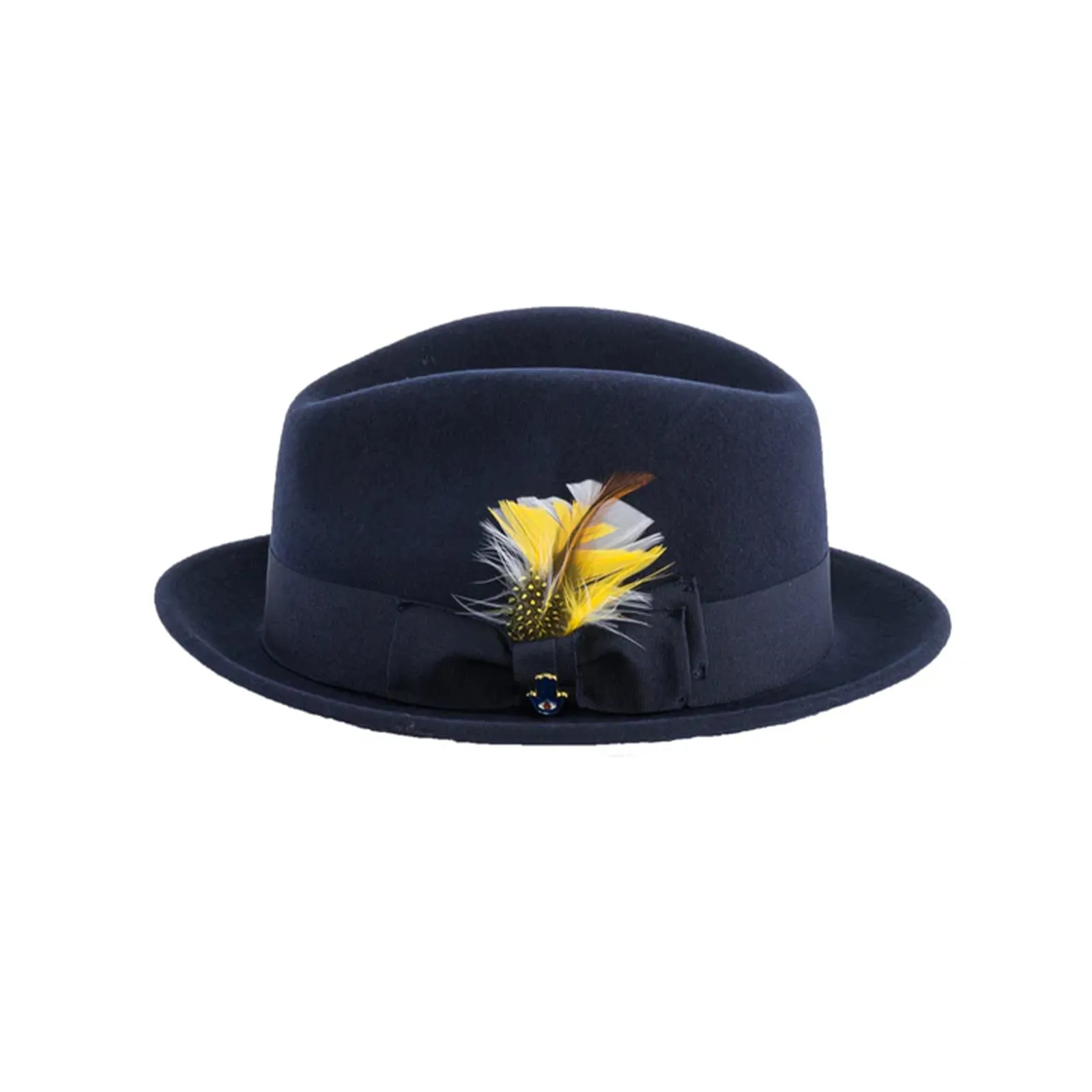 Mens Narrow Brim Crushable Wool Dress Hat Trilby Fedora in Navy Blue sold by Alberto Nardoni product image thumbnail 2