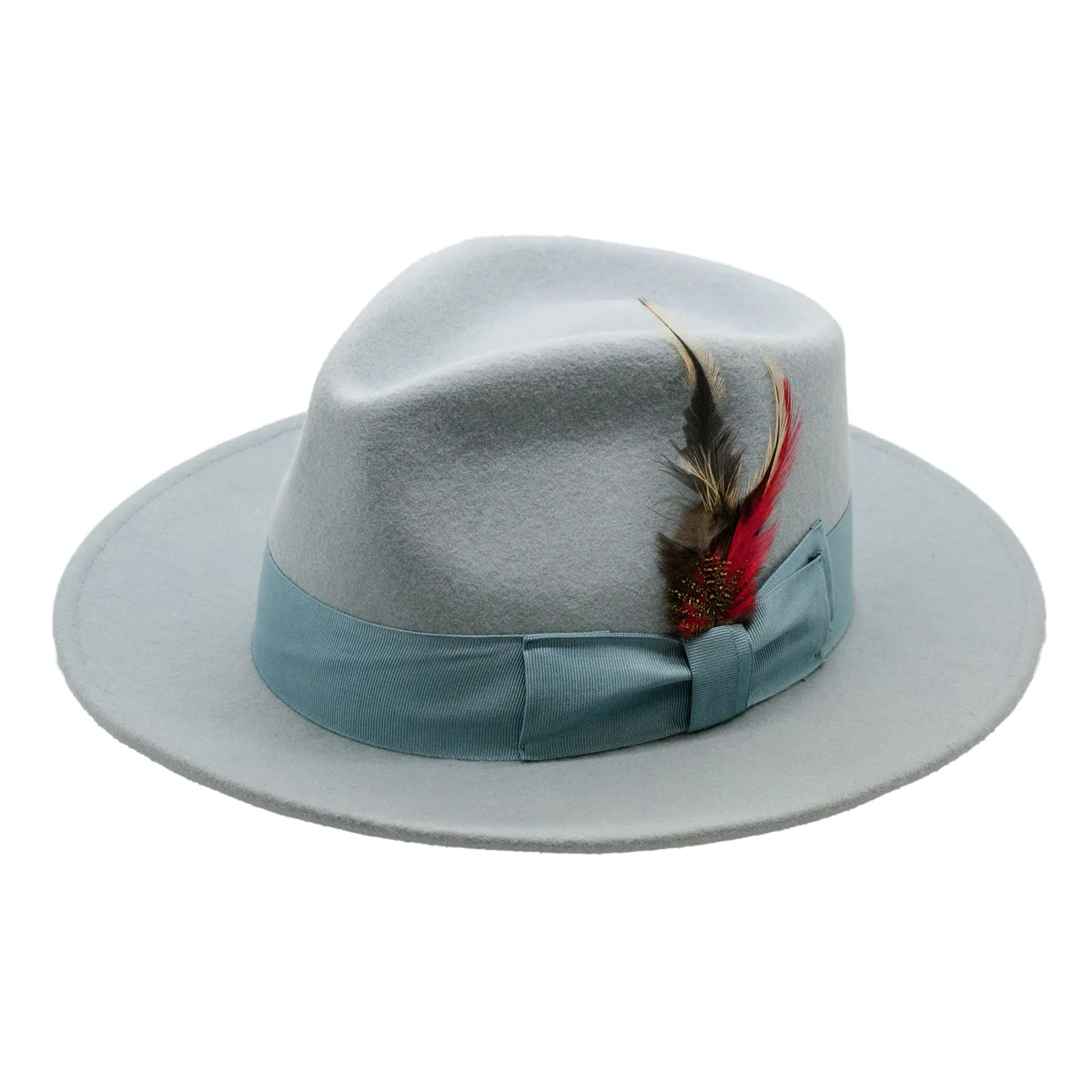 Mens Classic Wool Fedora Dress Hat in Sky Blue sold by Alberto Nardoni