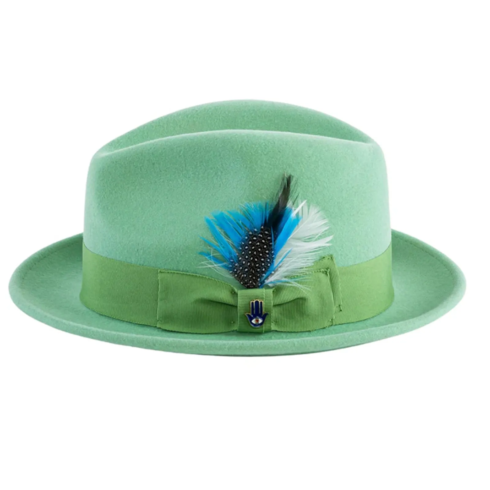 Mens Narrow Brim Crushable Wool Dress Hat Trilby Fedora in Lime Green sold by Alberto Nardoni product image thumbnail 2