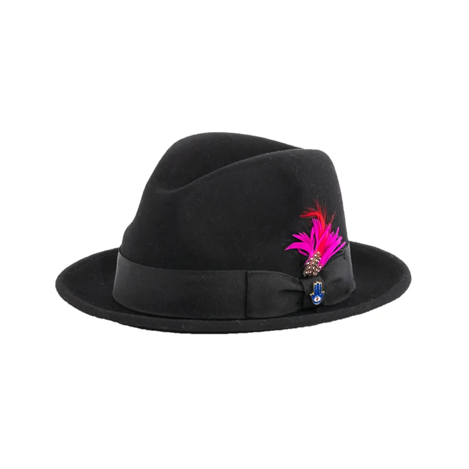 Mens Narrow Brim Crushable Wool Dress Hat Trilby Fedora in Black sold by Alberto Nardoni