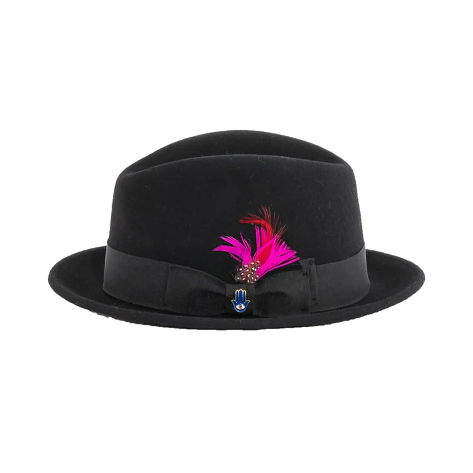Mens Narrow Brim Crushable Wool Dress Hat Trilby Fedora in Black sold by Alberto Nardoni product image thumbnail 2