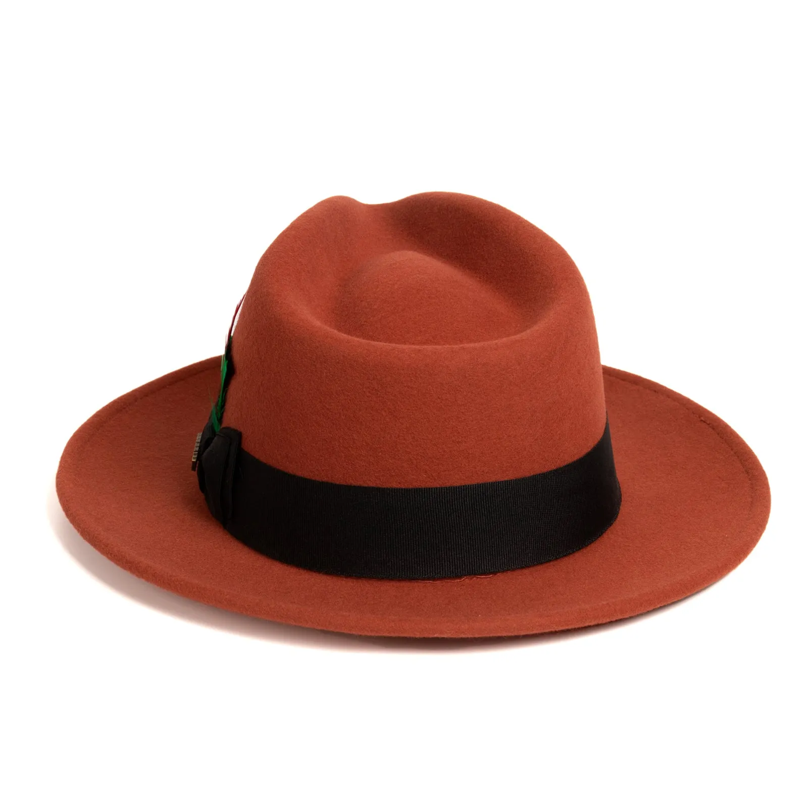 Mens Classic Wool Fedora Dress Hat in Rust sold by Alberto Nardoni product image thumbnail 2