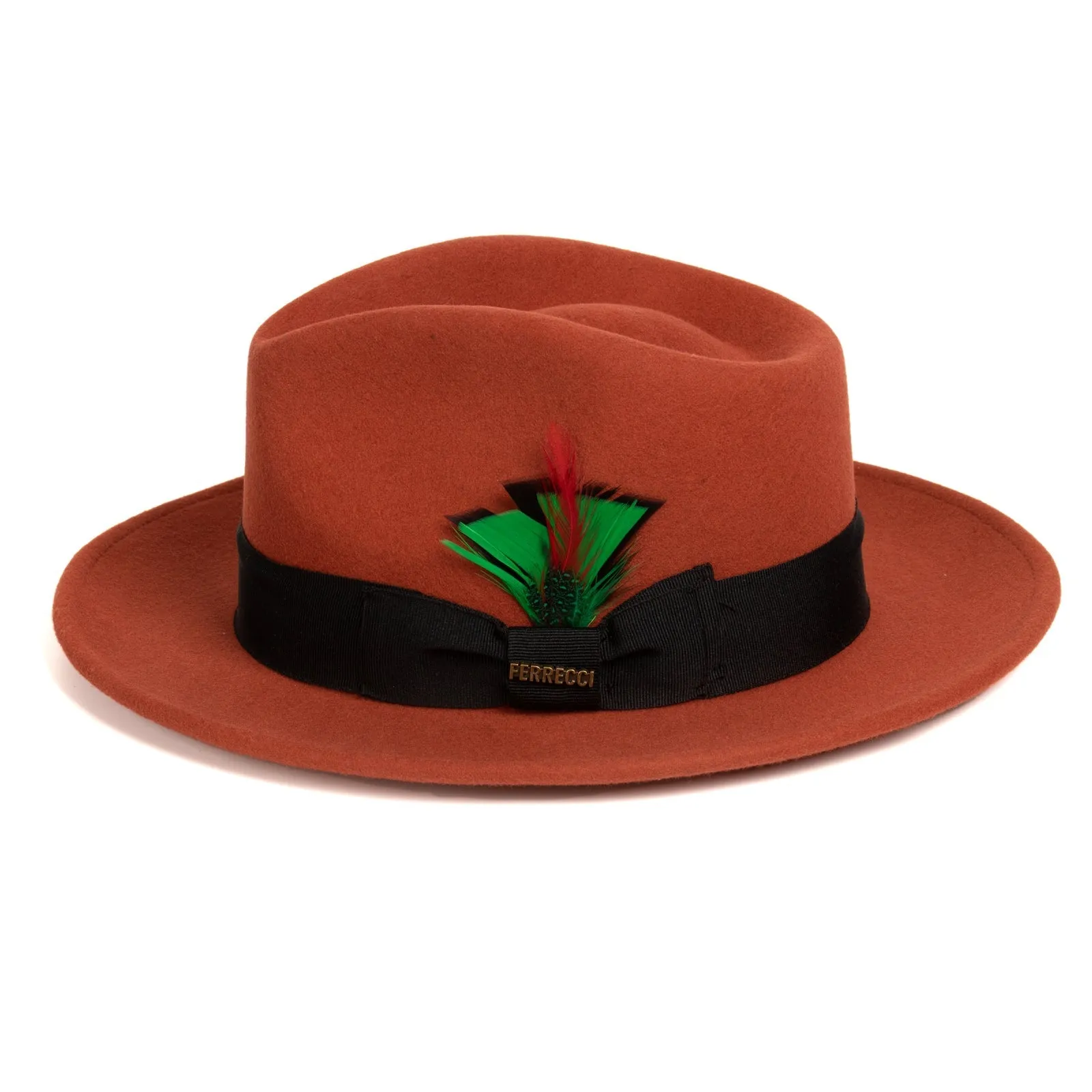Mens Classic Wool Fedora Dress Hat in Rust sold by Alberto Nardoni product image thumbnail 3