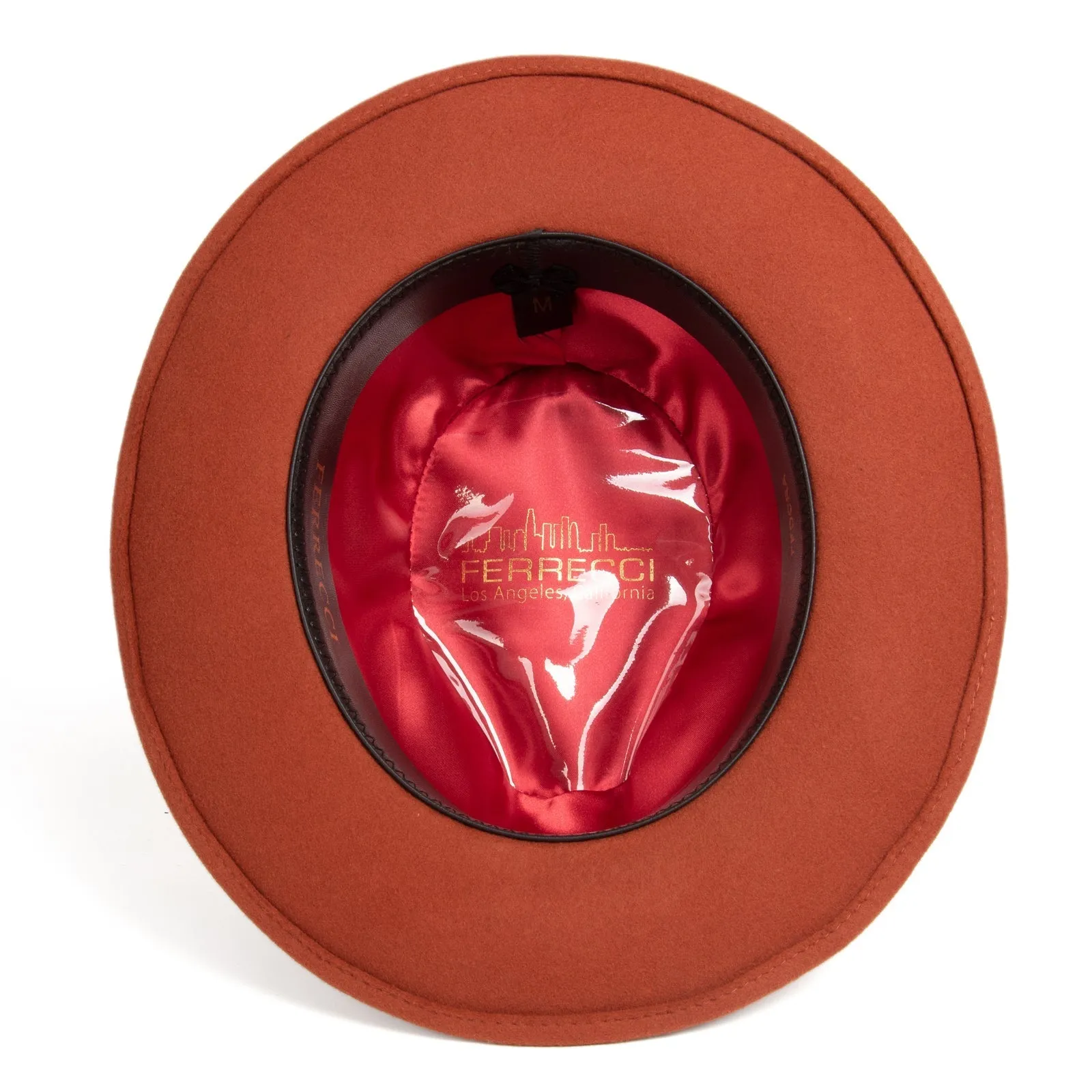 Mens Classic Wool Fedora Dress Hat in Rust sold by Alberto Nardoni product image thumbnail 4