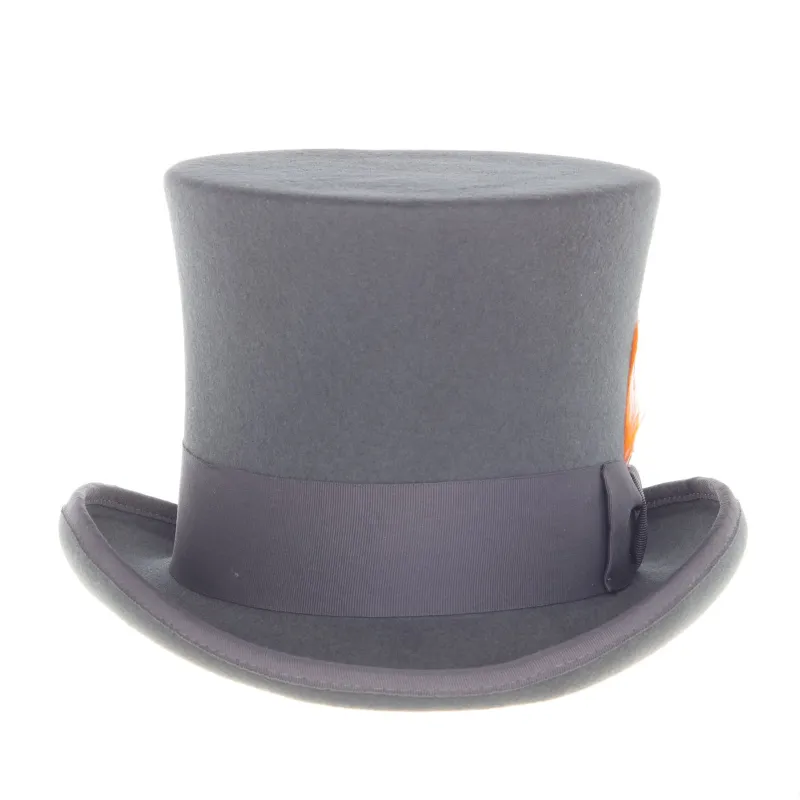 Men's Tall 100% Wool Dress Top Hat in Charcoal Grey sold by Alberto Nardoni