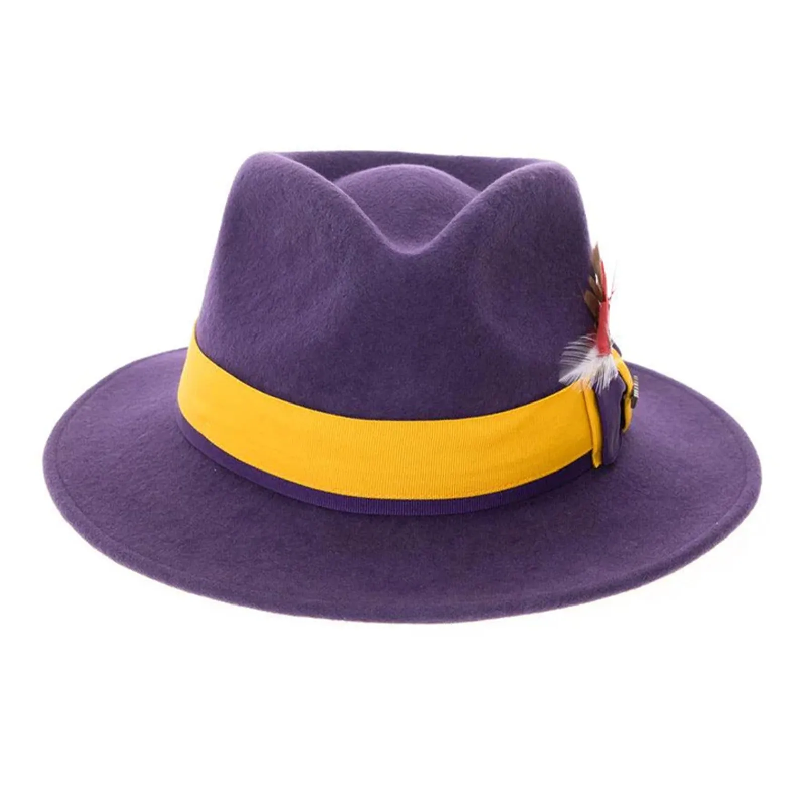 Men's Classic Two Tone Fedora Dress Hat in Purple & Gold sold by Alberto Nardoni product image thumbnail 2