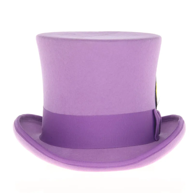 Men's Tall 100% Wool Dress Top Hat in Purple made by Alberto Nardoni