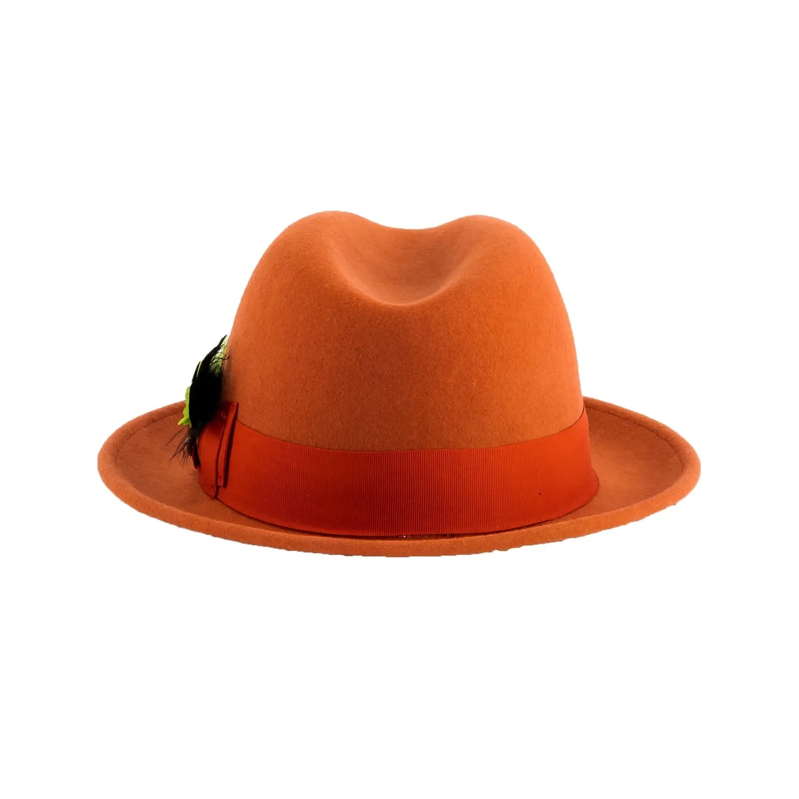 Mens Narrow Brim Crushable Wool Dress Hat Trilby Fedora in Orange Rust sold by Alberto Nardoni product image thumbnail 2