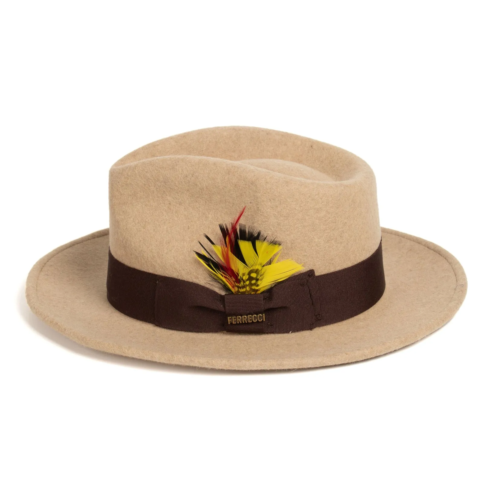 Mens Classic Wool Fedora Dress Hat in Beige Melange sold by Alberto Nardoni product image thumbnail 3