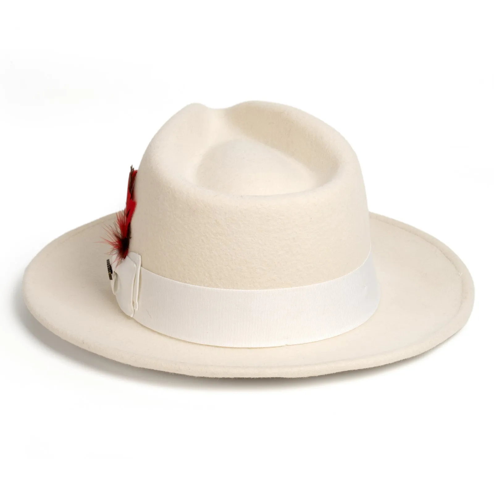 Mens Classic Wool Fedora Dress Hat in Off White sold by Alberto Nardoni product image thumbnail 2