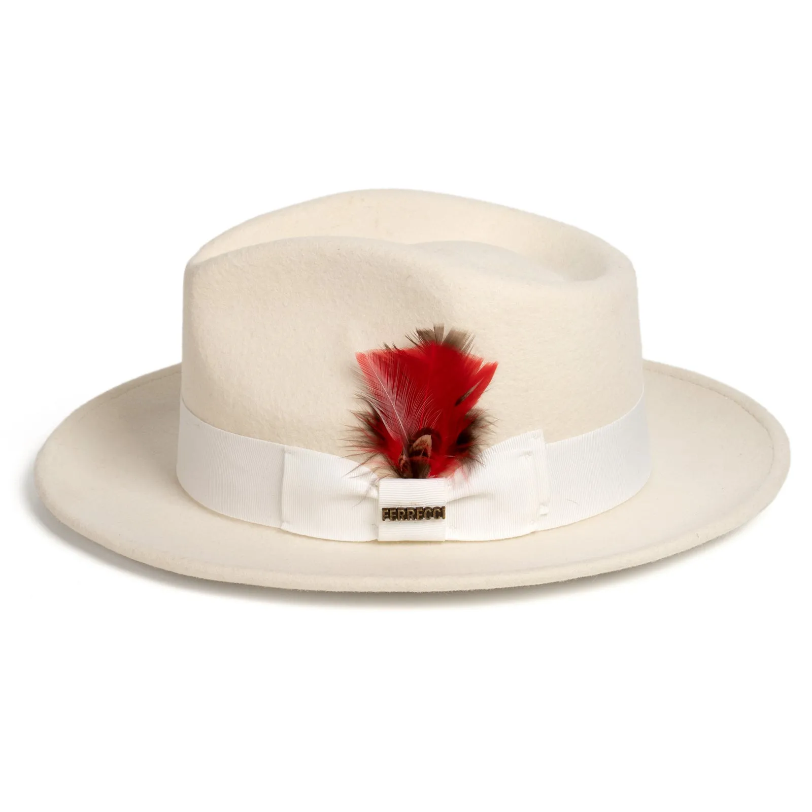 Mens Classic Wool Fedora Dress Hat in Off White sold by Alberto Nardoni product image thumbnail 3
